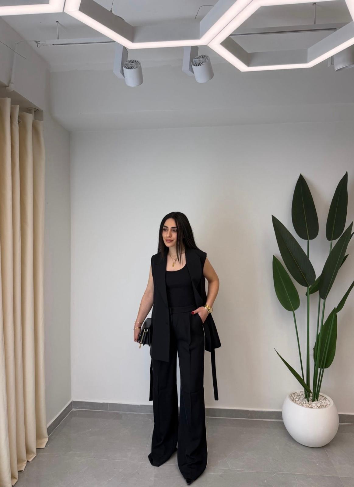 Yanı Şerit Detaylı Yelek-Pantolon İkili Takım