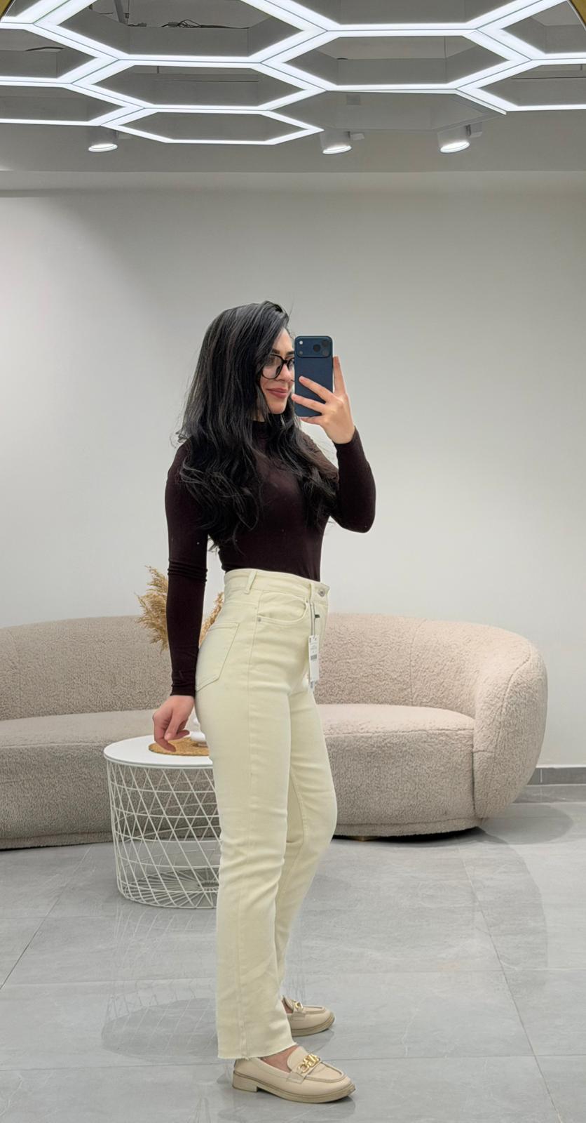 Premium Kalite Paçası Kesik Taş Boyfit Jean