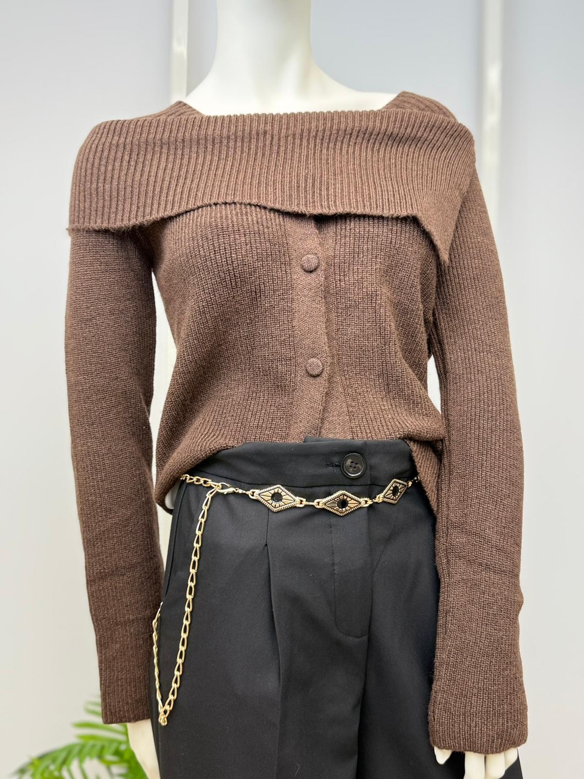 OMUZ AÇIK YAKALI TRİKO BLUZ