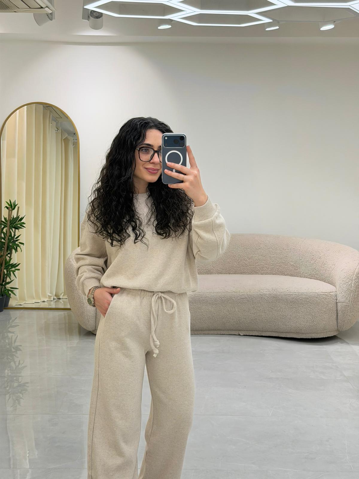 Selanik Örgü Takım Bej