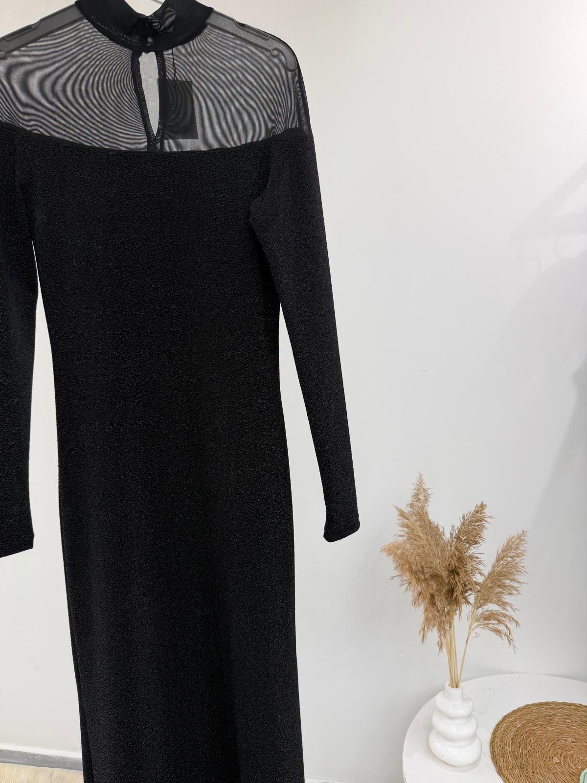 Transparan Detaylı Tasarım Simli Elbise