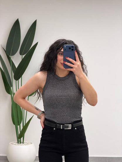 Simli Halter Yaka Atlet Antrasit