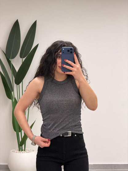 Simli Halter Yaka Atlet Antrasit