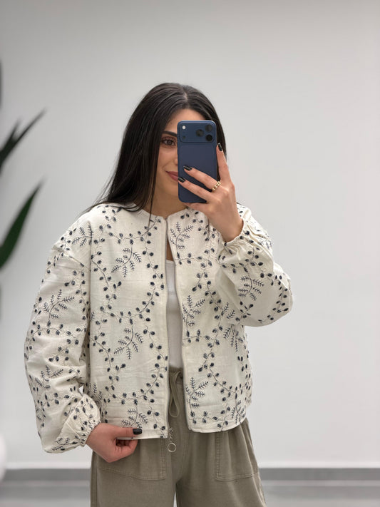 Nakışlı İşlemeli Fermuarlı Ceket