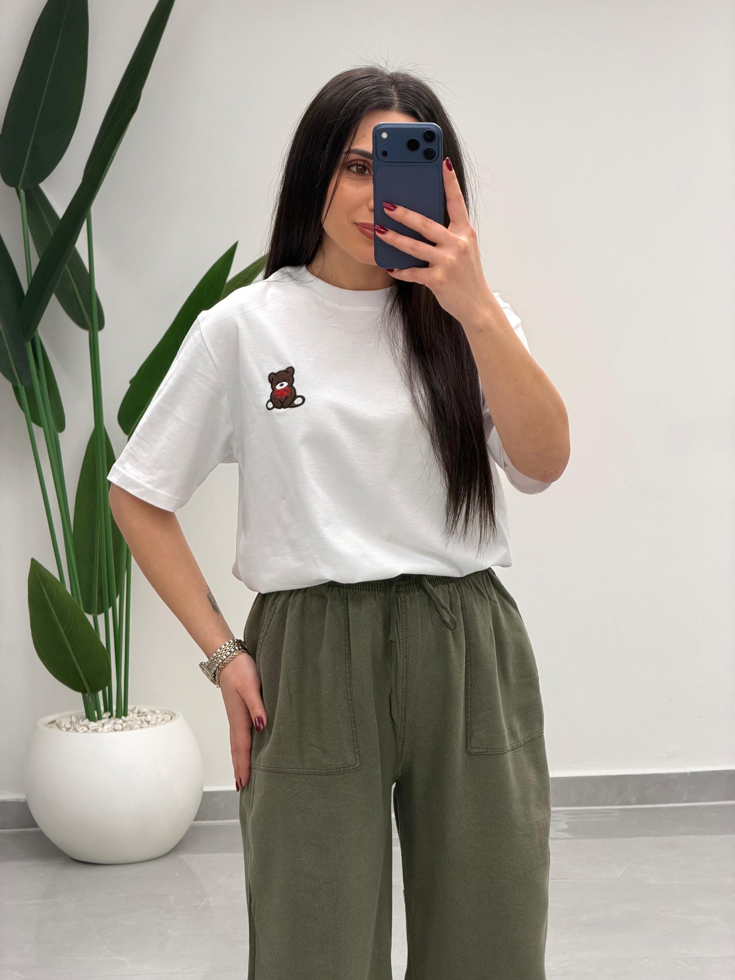 Bol Paça Yüksek Bel Tensel Palazzo Pantolon Haki