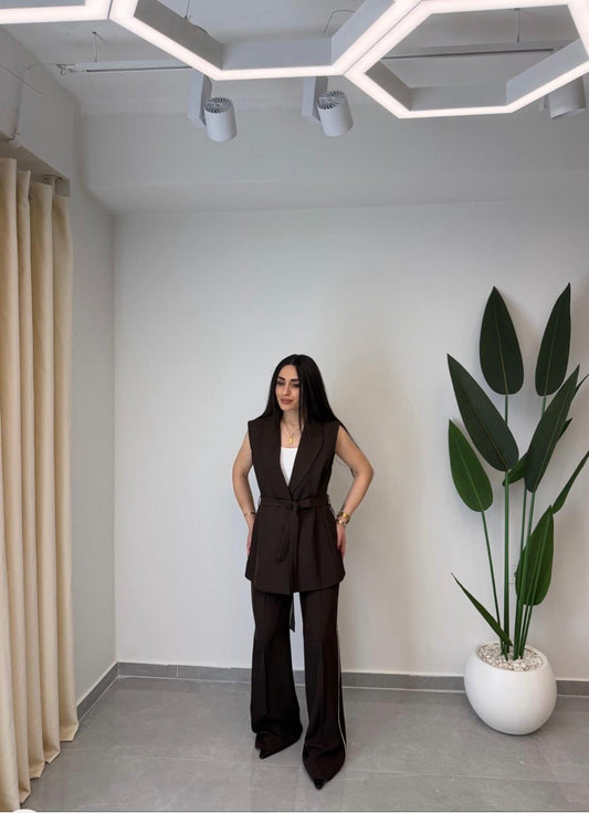 Yanı Şerit Detaylı Yelek-Pantolon İkili Takım