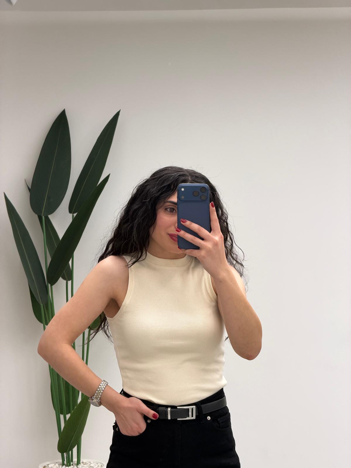 Premium Doku Fitilli Atlet Krem