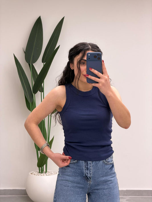 Halter Yaka Fitilli Atlet Lacivert