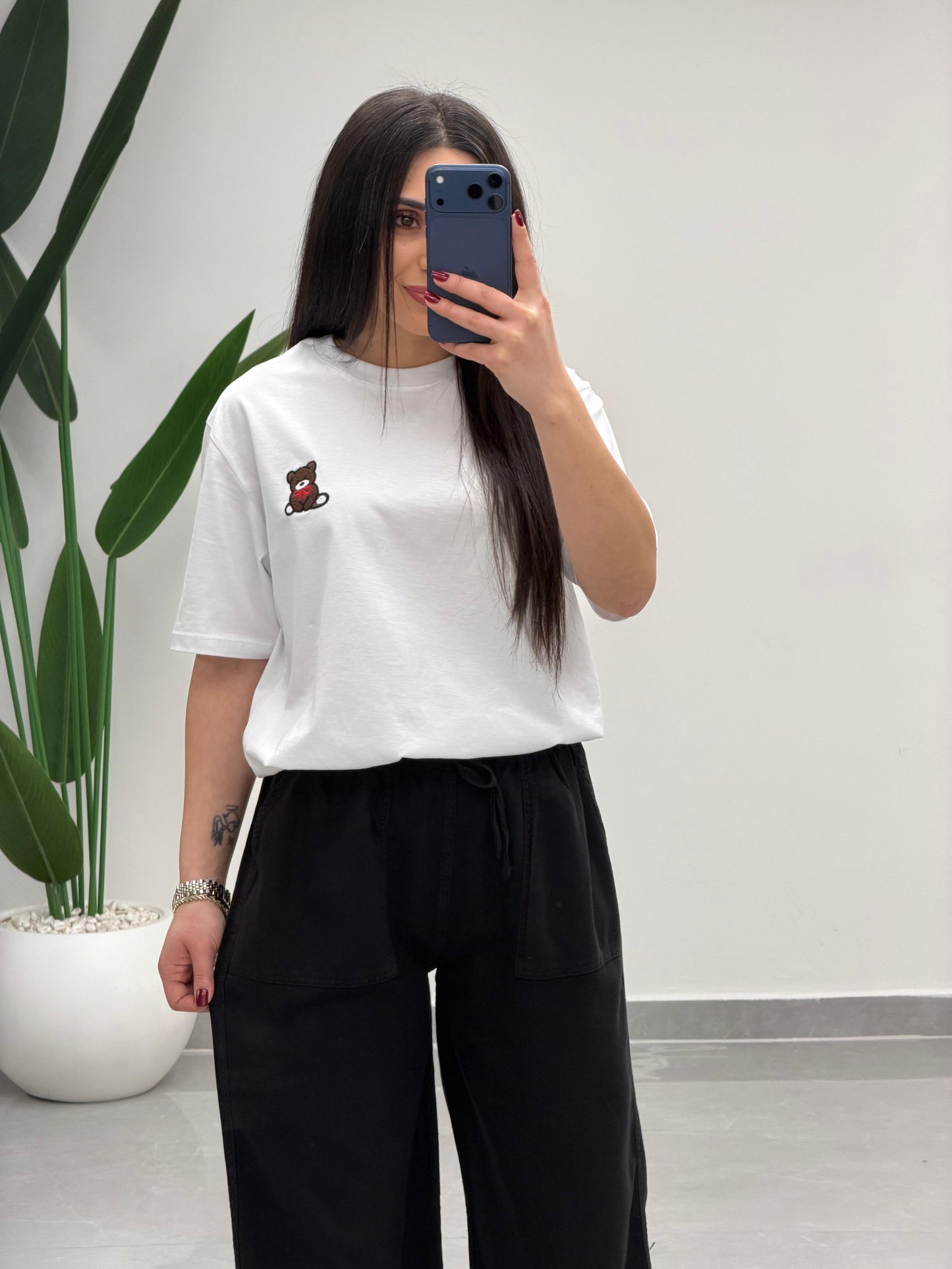 Bol Paça Yüksek Bel Tensel Palazzo Pantolon Siyah