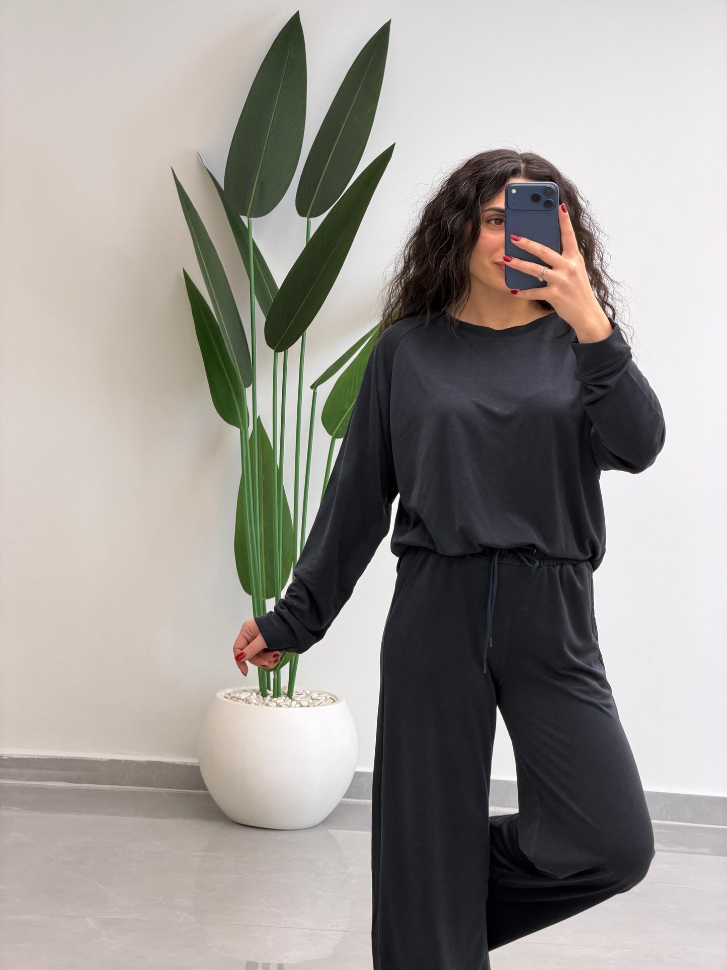 Modal Kumaş Sweat-Pantolon Takım Lacivert