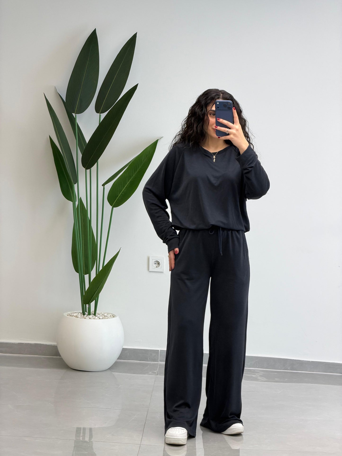 Modal Kumaş Sweat-Pantolon Takım Lacivert