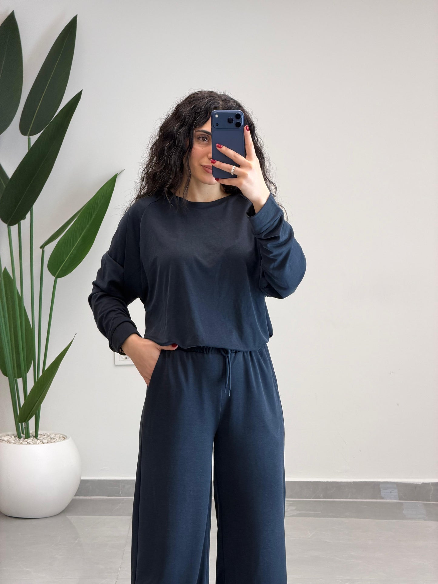 Modal Kumaş Sweat-Pantolon Takım Lacivert