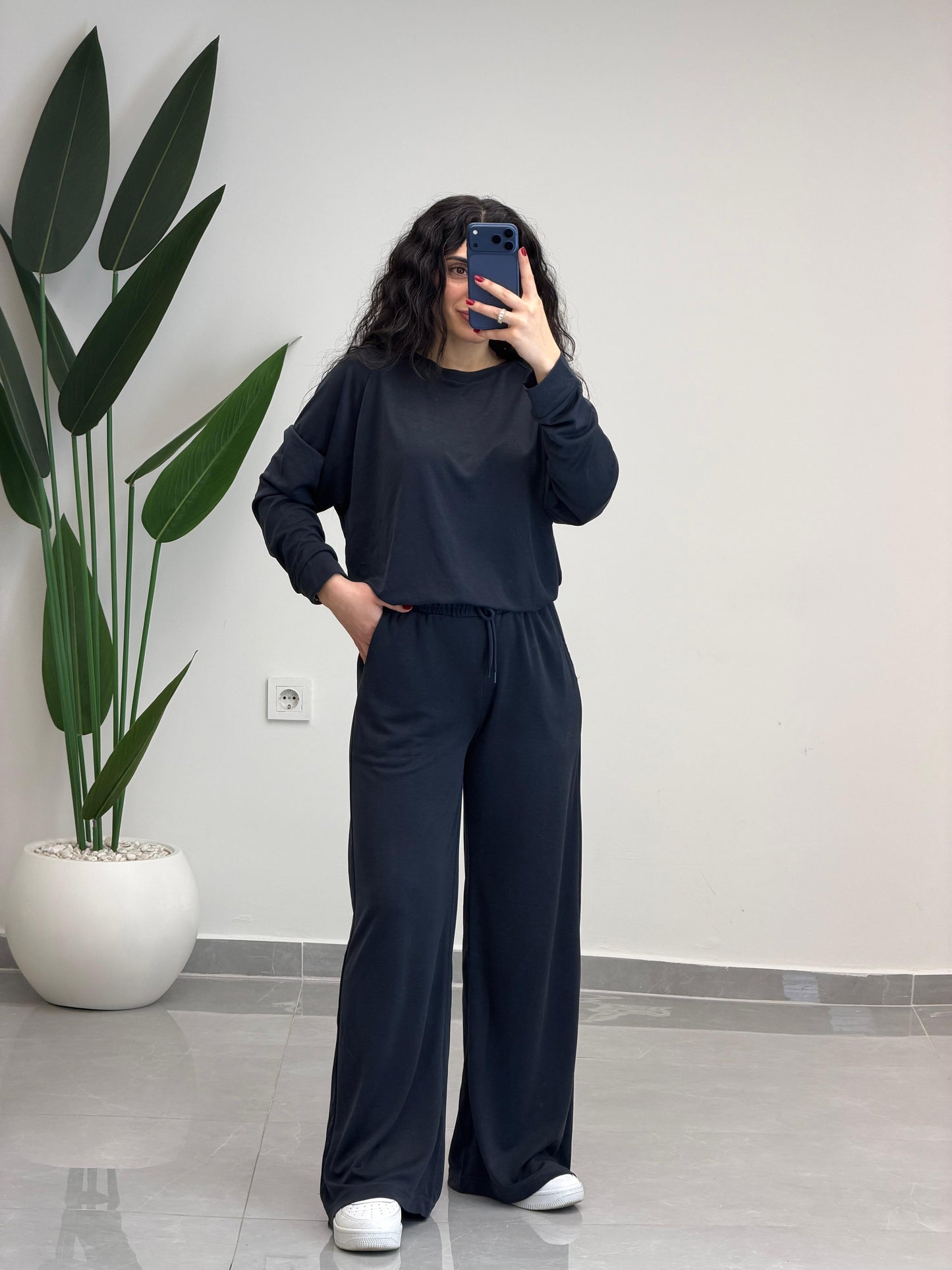 Modal Kumaş Sweat-Pantolon Takım Lacivert