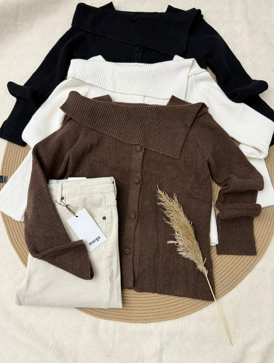 OMUZ AÇIK YAKALI TRİKO BLUZ