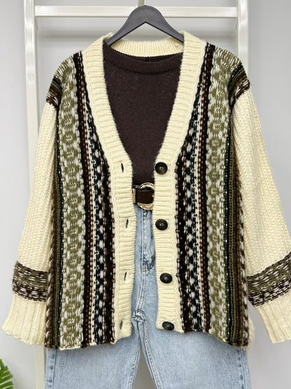 ETNİK DESENLİ TRİKO  HIRKA