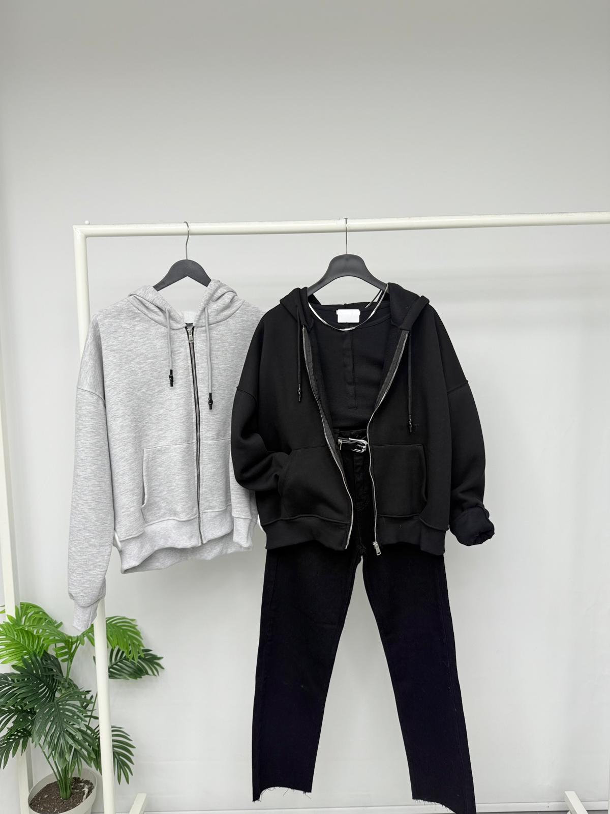 Kapüşonlu Fermuarlı Sweatshirt