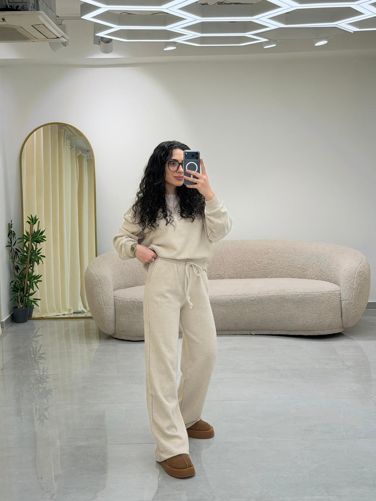 Selanik Örgü Takım Bej