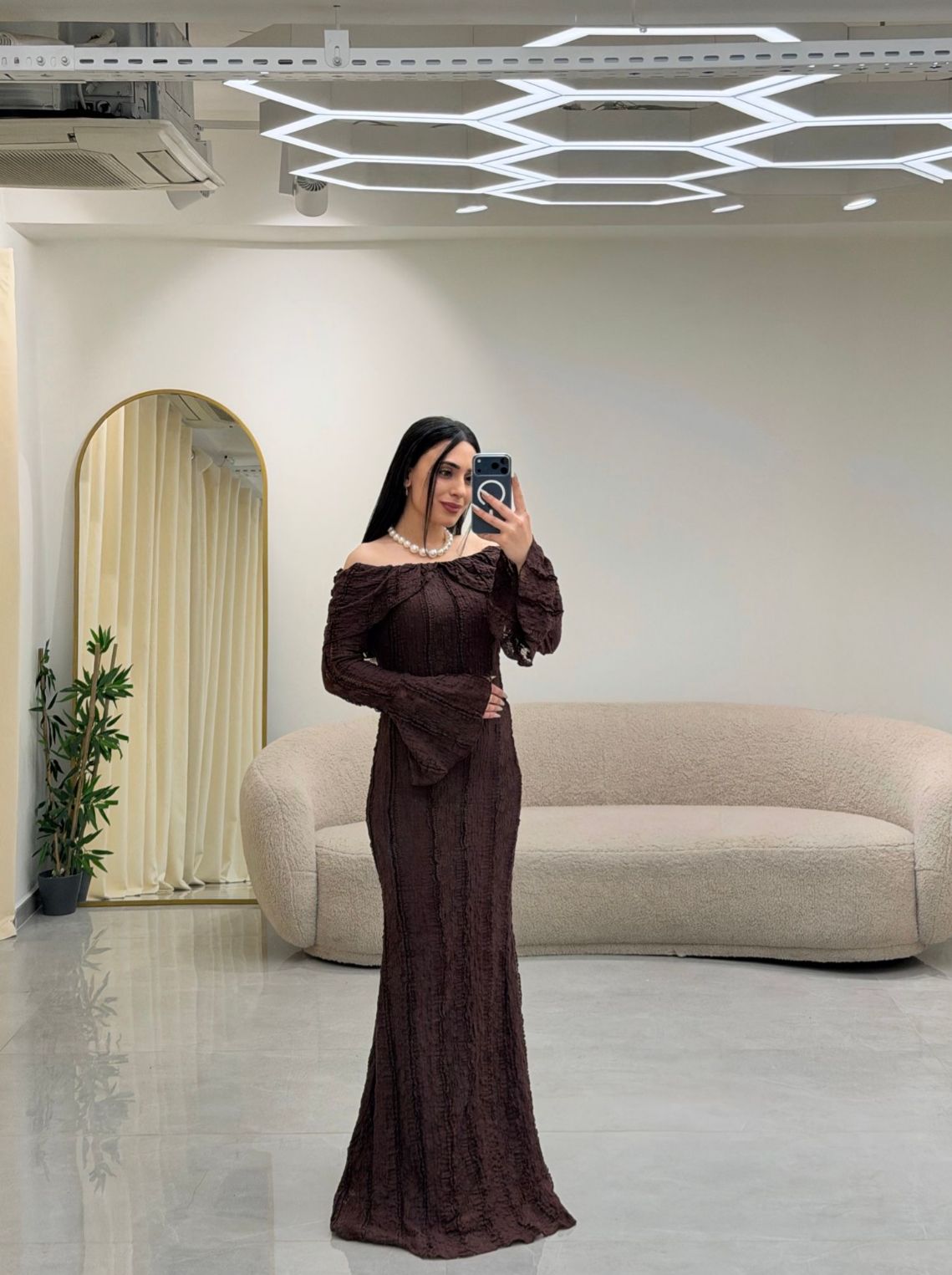 Kayık Yaka Dantel Elbise