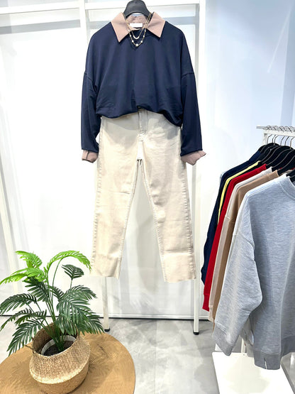 BİSİKLET YAKA YIRTMAÇLI SWEATSHİRT