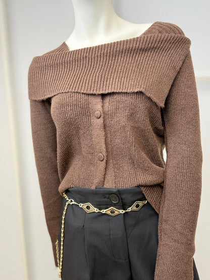 OMUZ AÇIK YAKALI TRİKO BLUZ