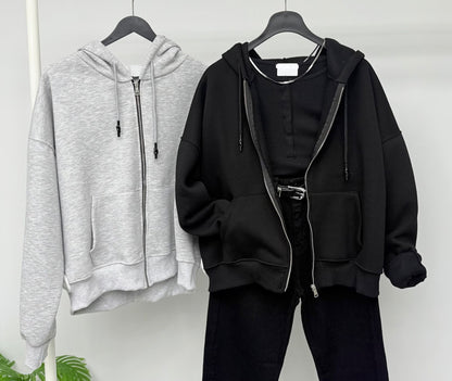 Kapüşonlu Fermuarlı Sweatshirt