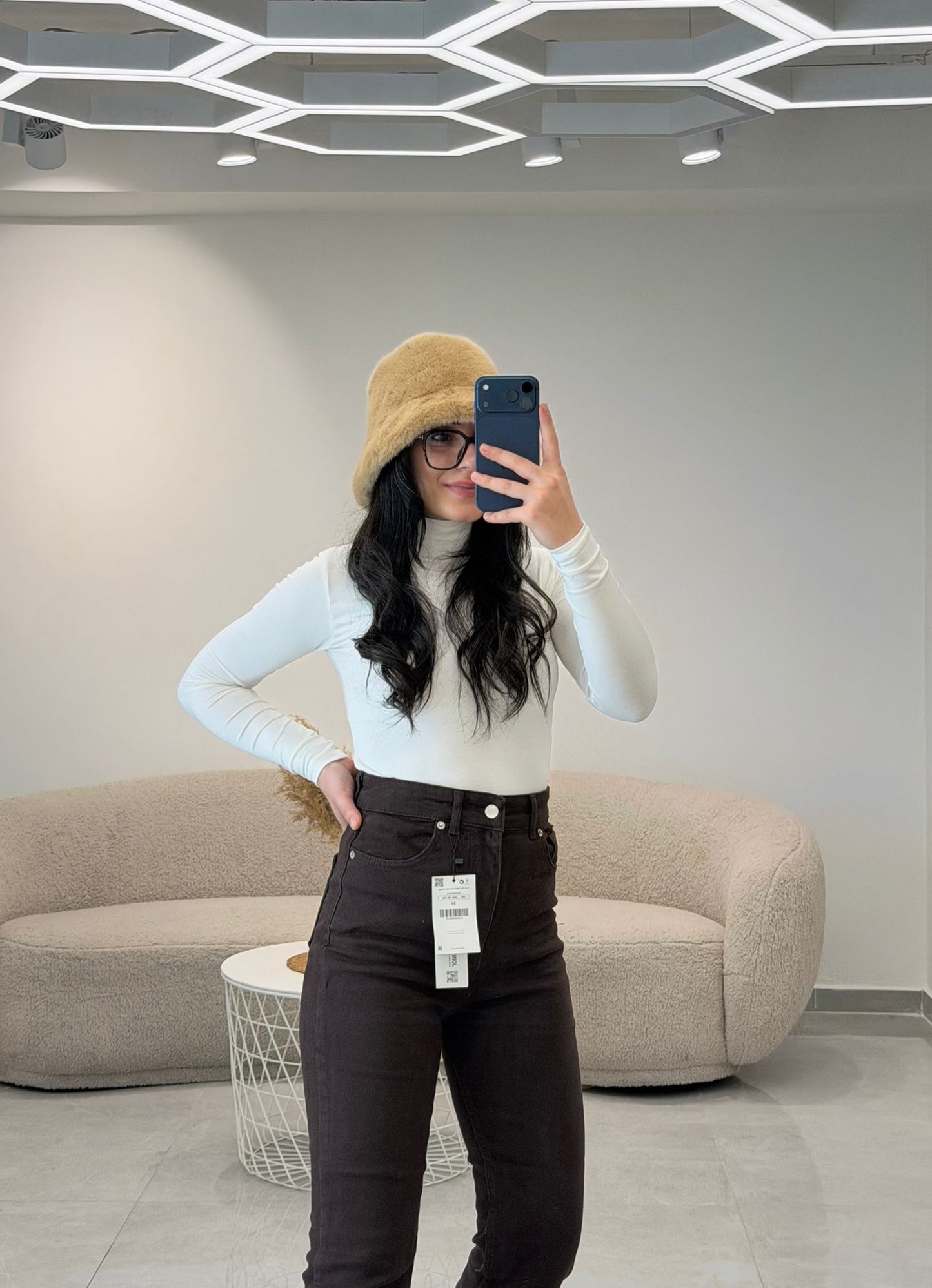 Premium Kalite Paçası Kesik Boyfit Jean Acı Kahve