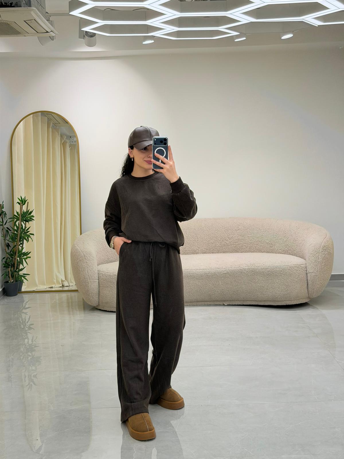 Selanik Örgü Takım Kahve