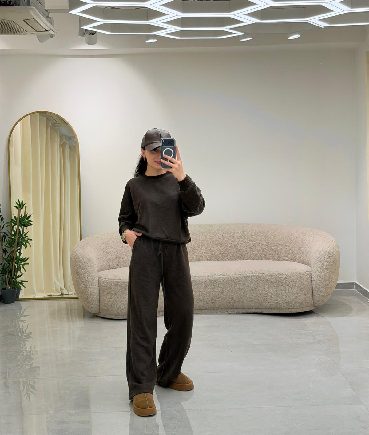 Selanik Örgü Takım Kahve