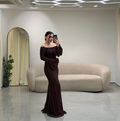 Kayık Yaka Dantel Elbise