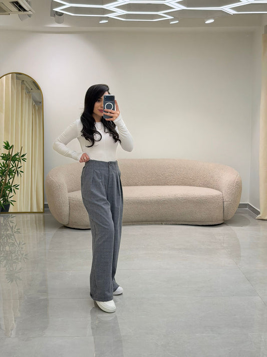 Ekose Kumaş Pantolon Gri