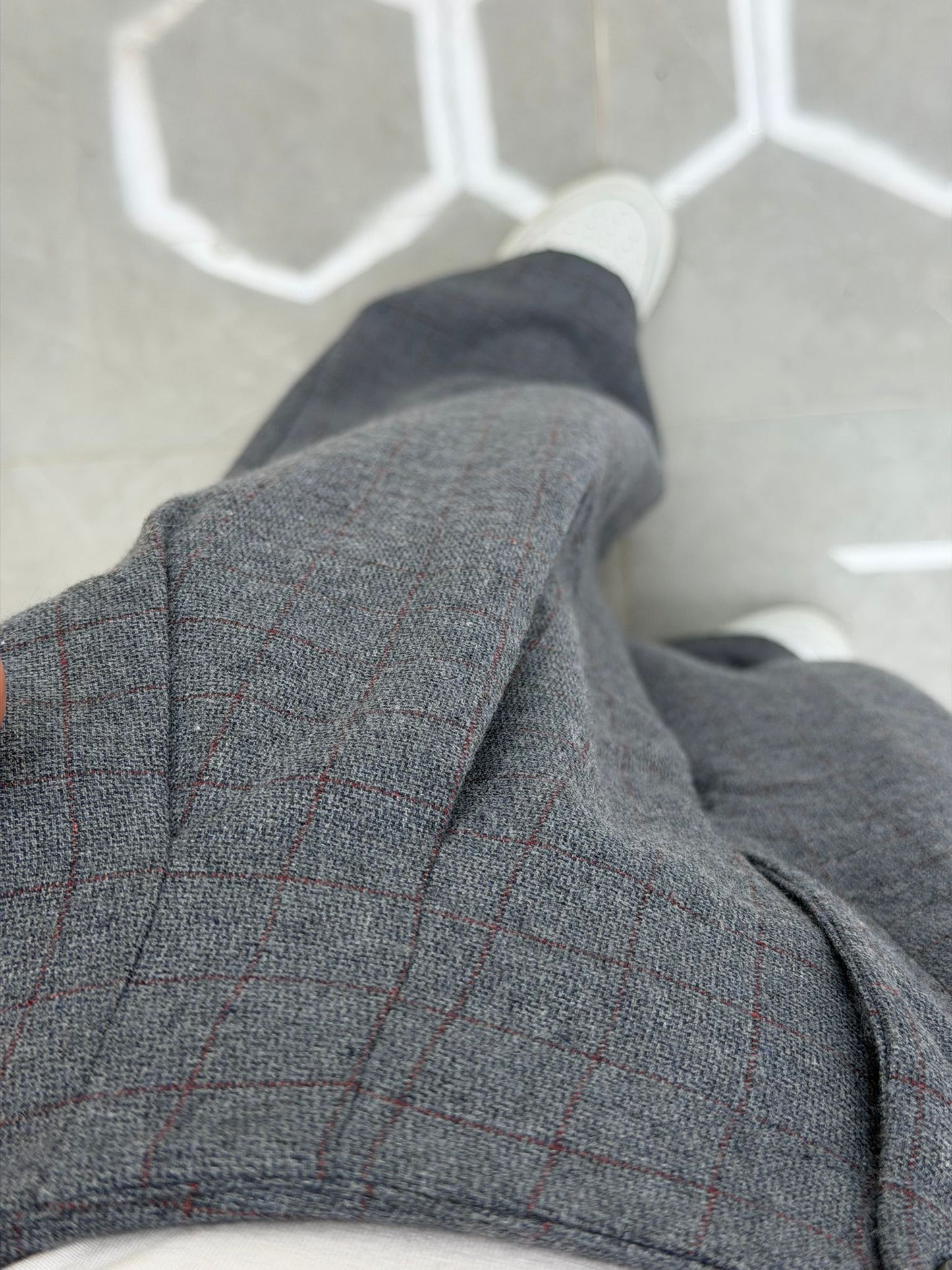 Ekose Kumaş Pantolon Gri