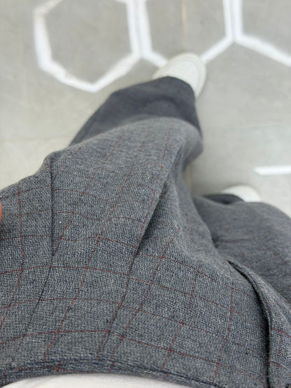 Ekose Kumaş Pantolon Gri