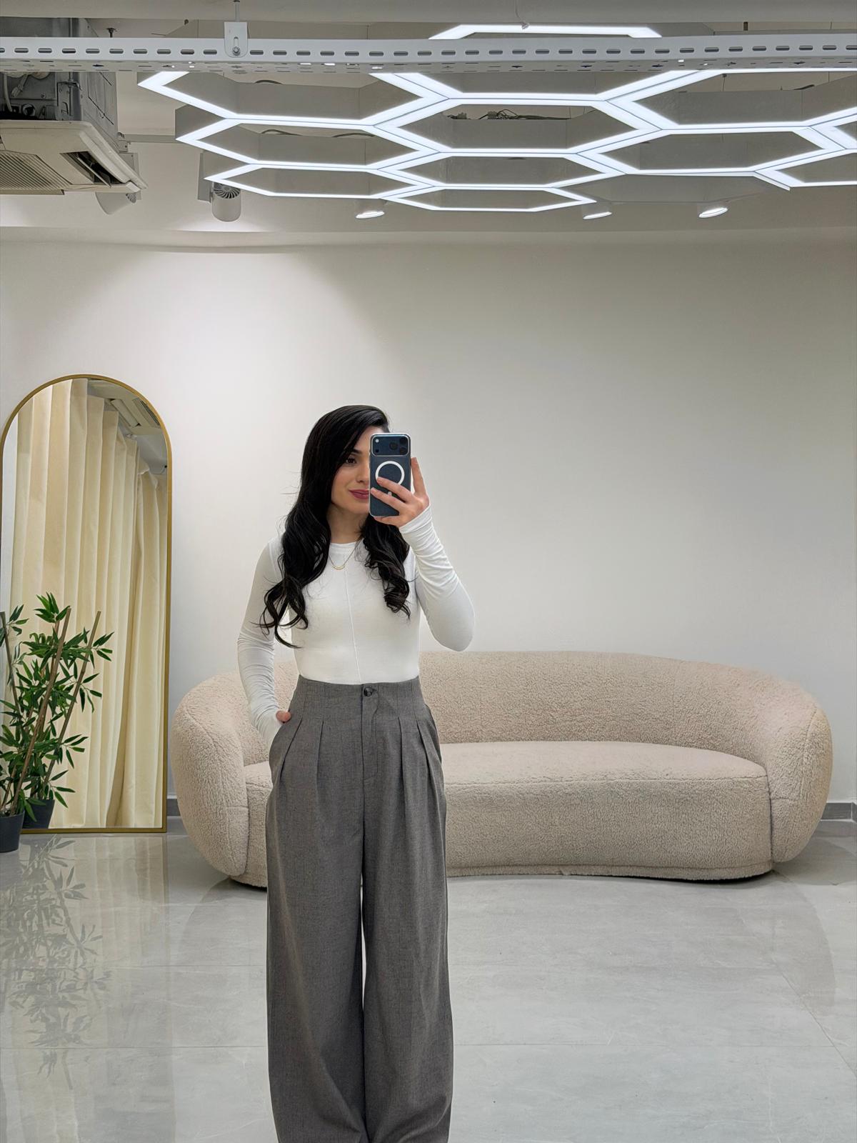 Ekose Kumaş Pantolon Vizon