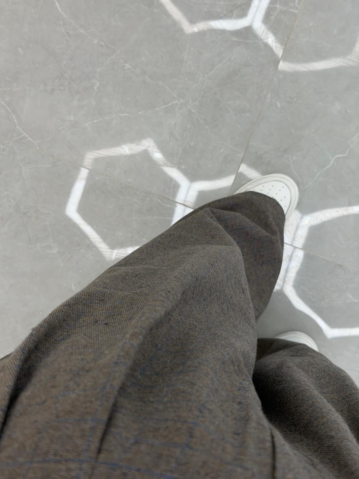 Ekose Kumaş Pantolon Vizon