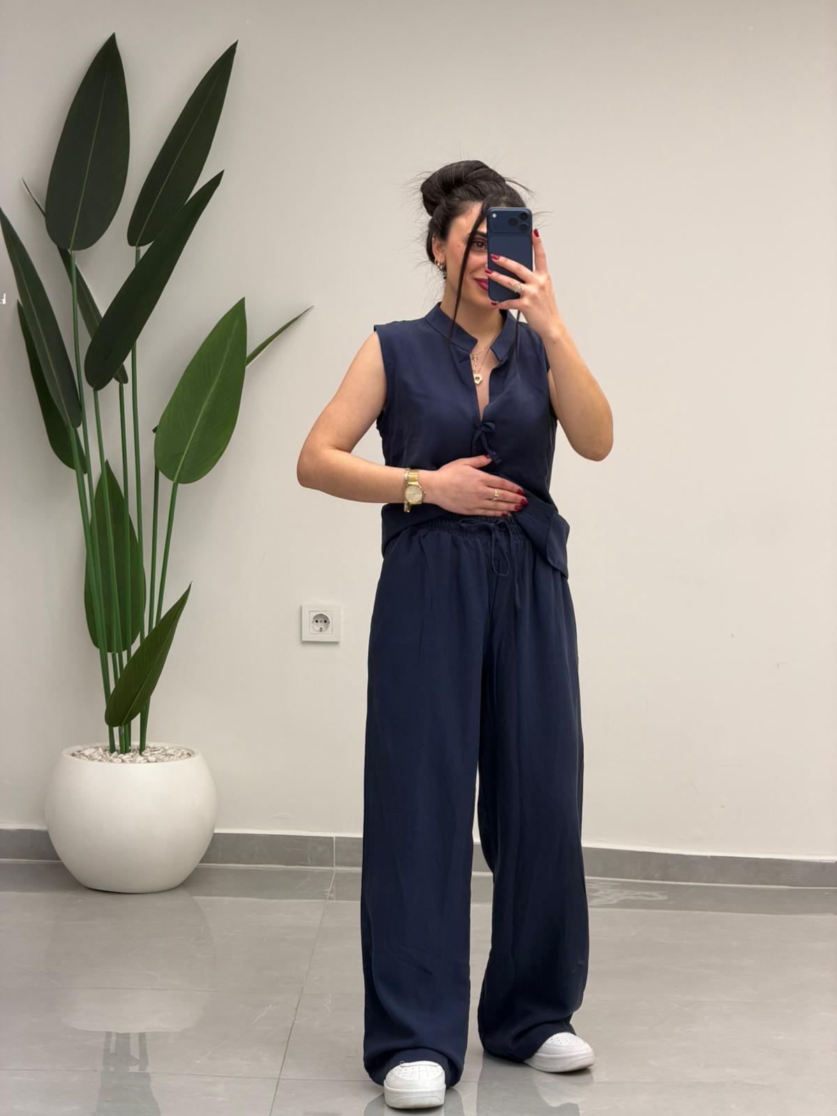 Önü Fiyonklu Tensel Takım Lacivert