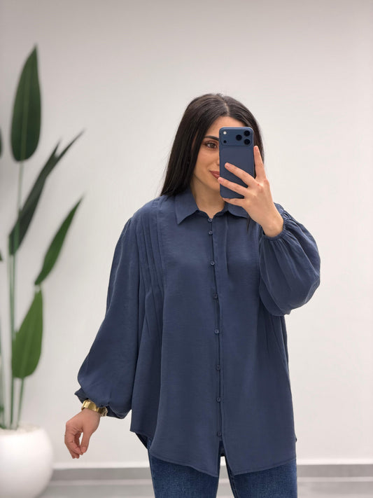 Pens Detaylı Düğme Kapama Gömlek Lacivert