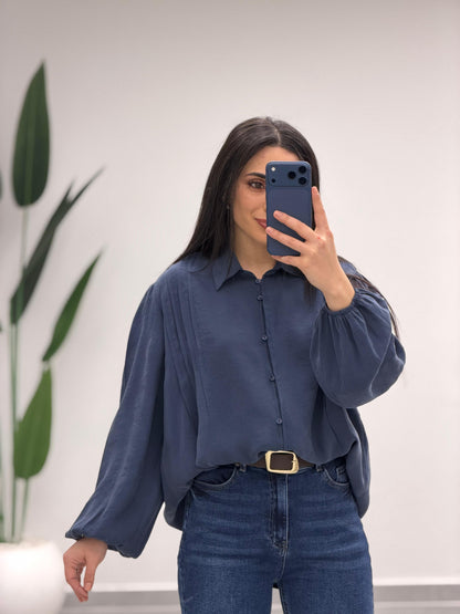 Pens Detaylı Düğme Kapama Gömlek Lacivert