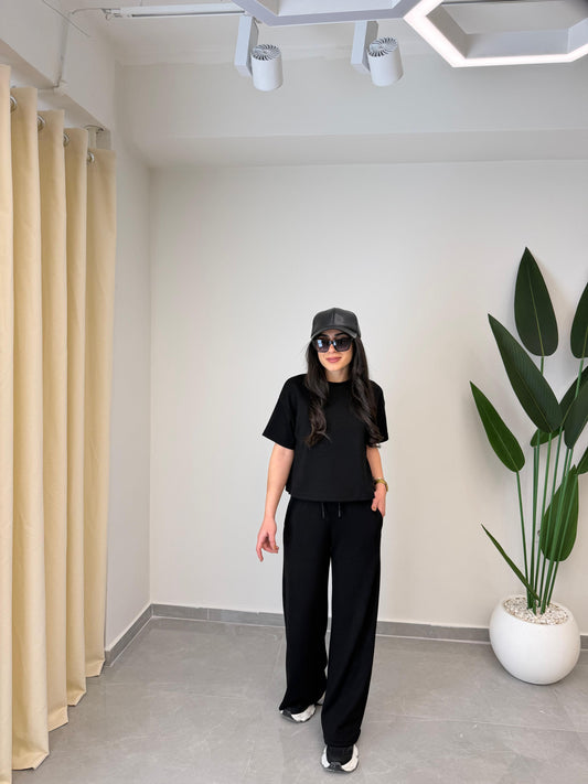 Modal Kumaş Kısa Kollu Takım Siyah